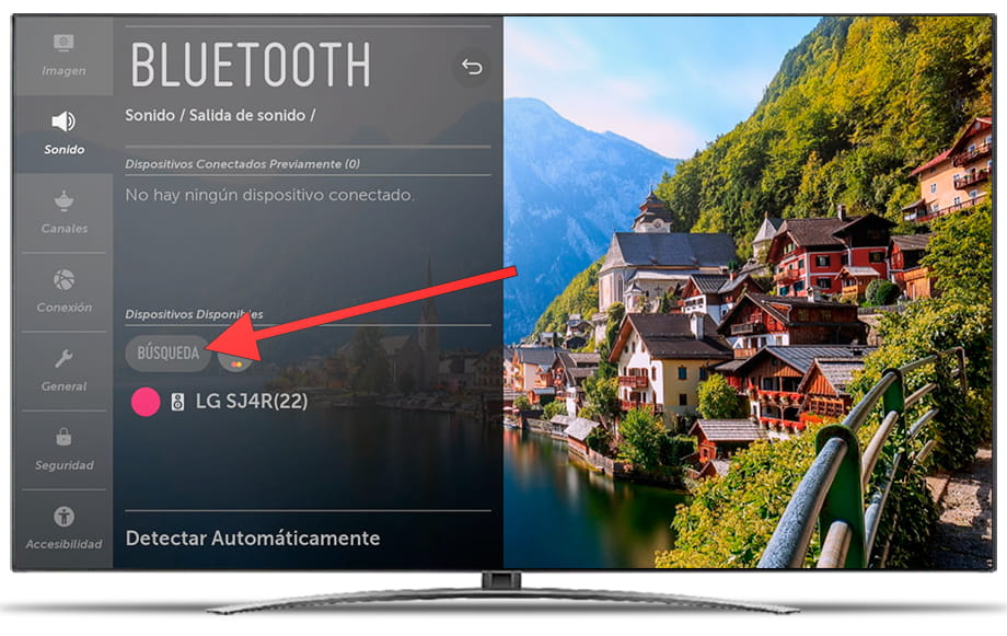 Búsqueda de dispositivo Bluetooth LG TV