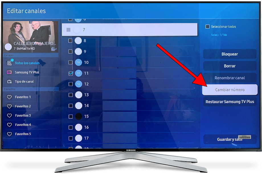 Cambiar número canal Samsung TV