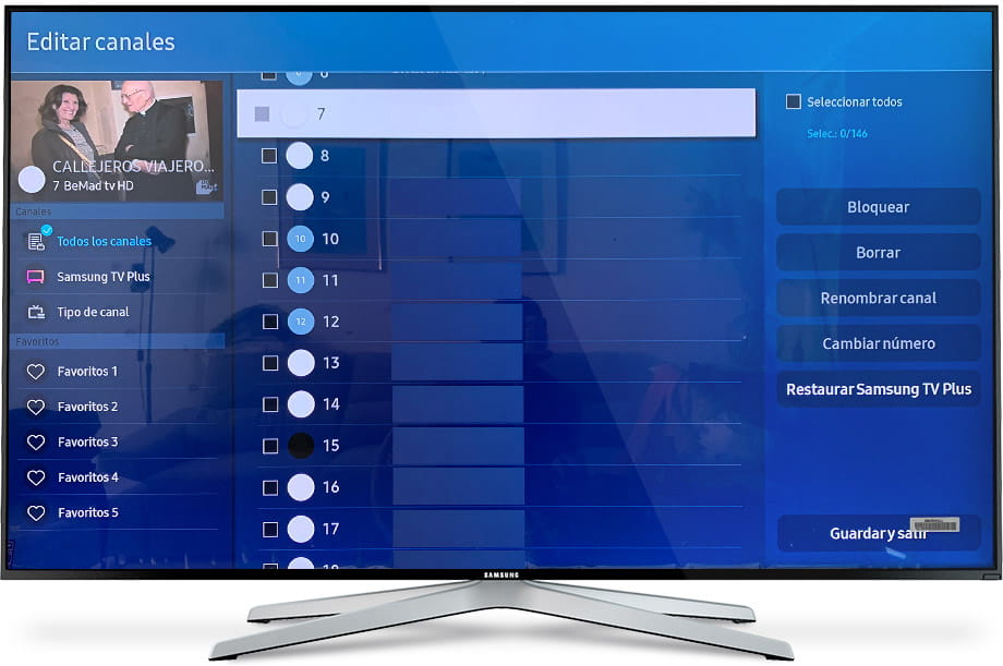 Lista de canales Samsung TV