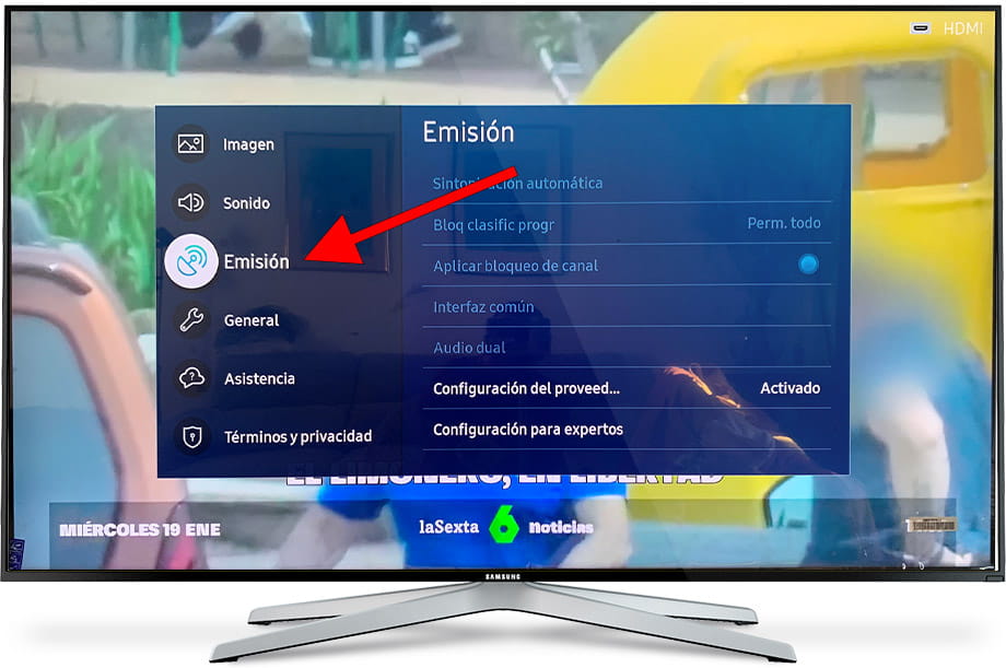 Configuración emisión Samsung TV