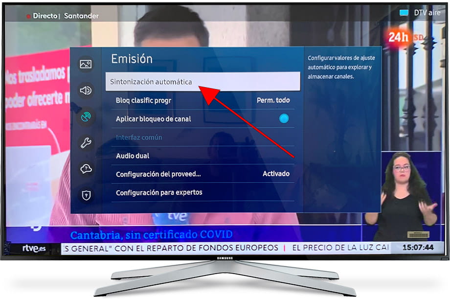 Sintonización automática Samsung TV