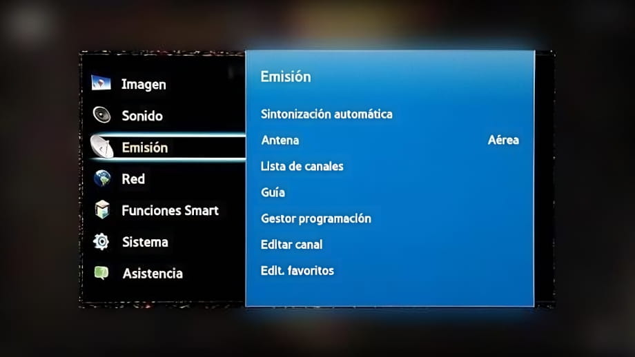 Configuración emisión Samsung TV